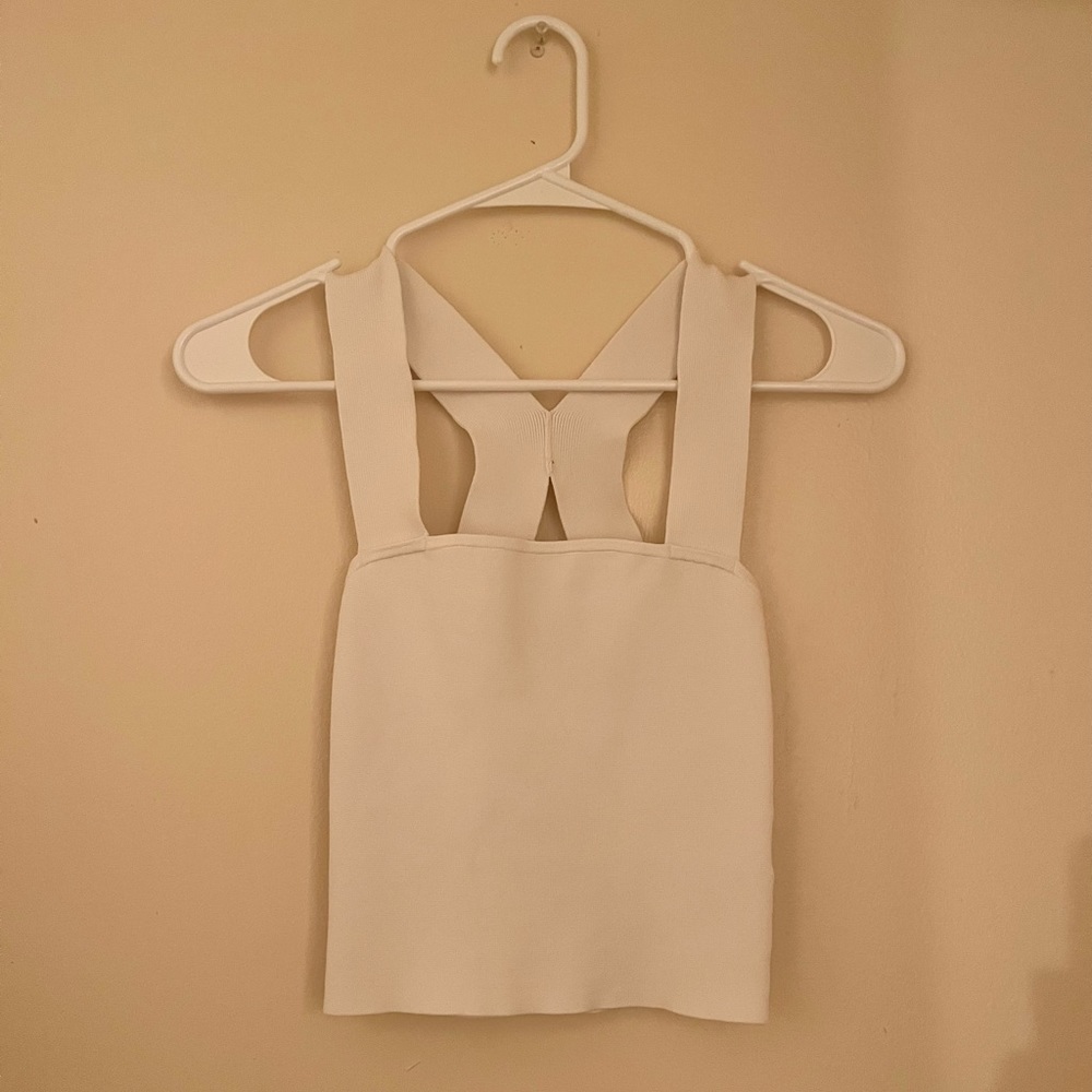 Express Cropped White Tank Top XS